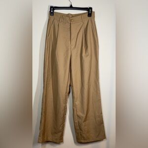 Cider Pleated Tan XS Straight Leg High Waist Dress Pants